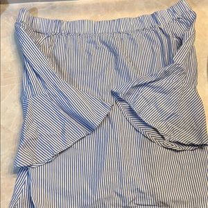 blue and white off the shoulder top